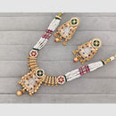 Rajwadi Collection Pota Stone And Pearl Meenakari Statement Necklace Set