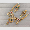 Rajwadi Collection Glam Pota Stone  And Pearl Traditional Temple Necklace Set