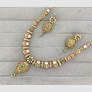 Rajwadi Collection Glam Pota Stone And Polki Kundan  Designer Necklace Set