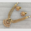 Rajwadi Collection Glam Pota Stone Beads And Pearl Designer Necklace Set