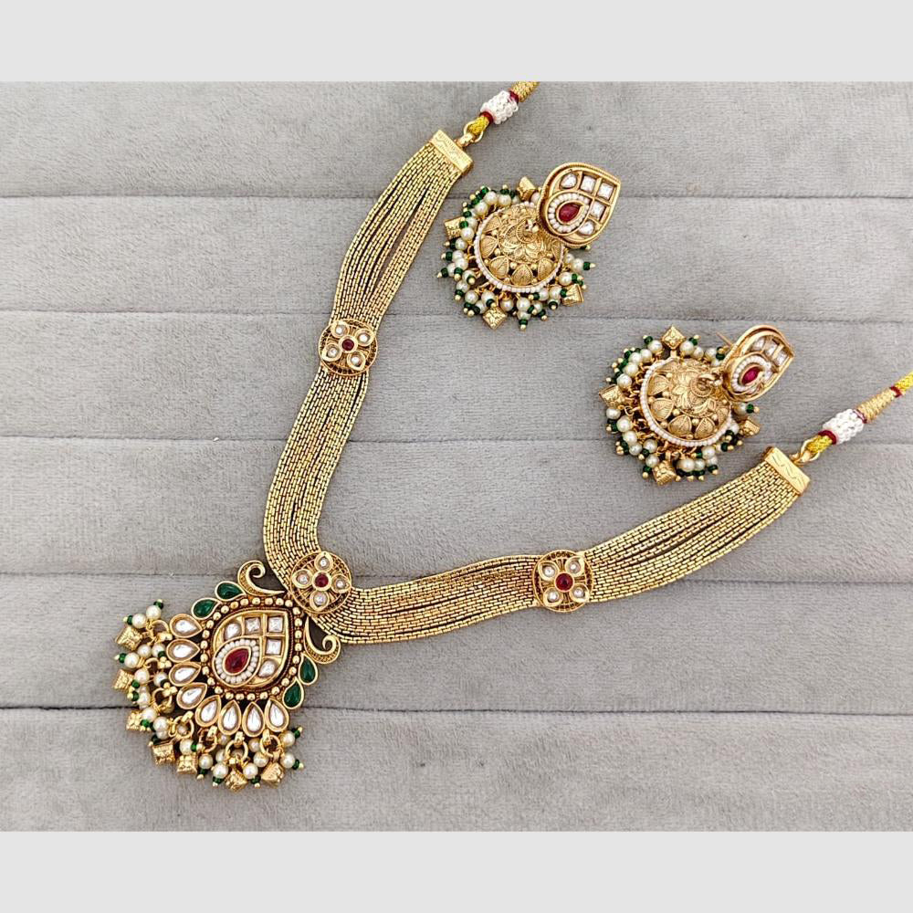 Rajwadi Collection Glam Pota Stone Beads And Pearl Designer Necklace Set
