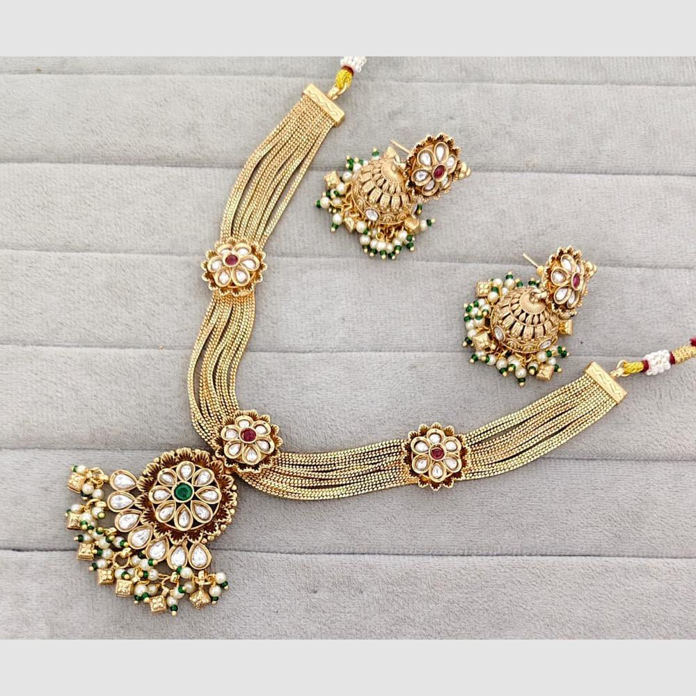 Rajwadi Collection Glam Pota Stone Beads And Pearl Designer Necklace Set