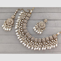 Rajwadi Collection Glam Pota Stone Beads And Pearl Designer Necklace Set