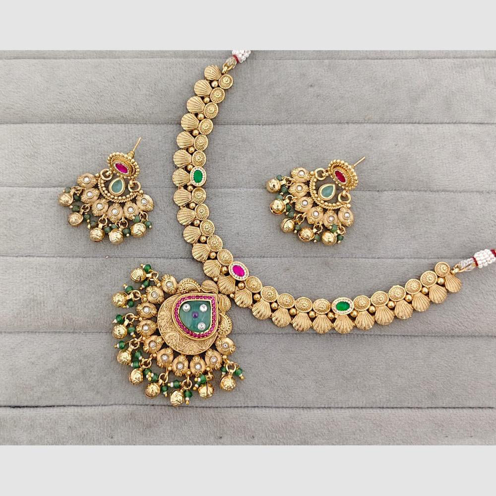 Rajwadi Collection Glam Pota Stone Beads And Pearl Designer Necklace Set