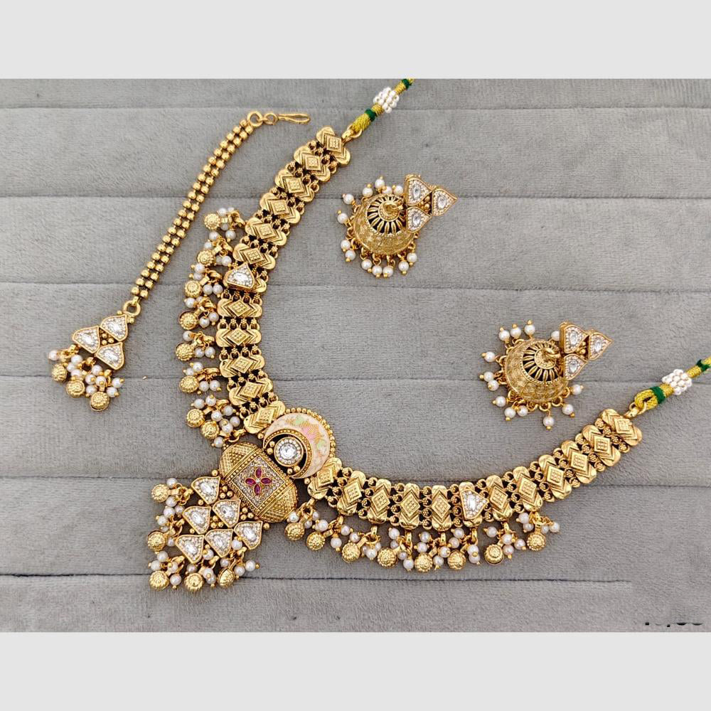 Rajwadi Collection Austrian Stone And Meenakari Statement Necklace Set