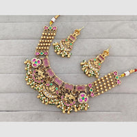 Rajwadi Collection Glam Pota Stone Beads And Pearl  Designer Necklace Set