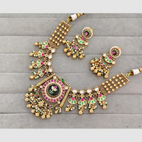 Rajwadi Collection Glam Pota Stone Beads And Pearl Designer Necklace Set
