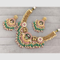 Rajwadi Collection Glam Pota Stone Beads And Pearl Designer Necklace Set