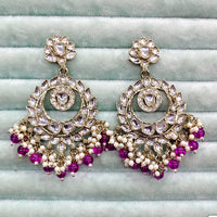 Rajwadi Collection Traditional Kundan Stone Pearl And Beads Dangler Earrings