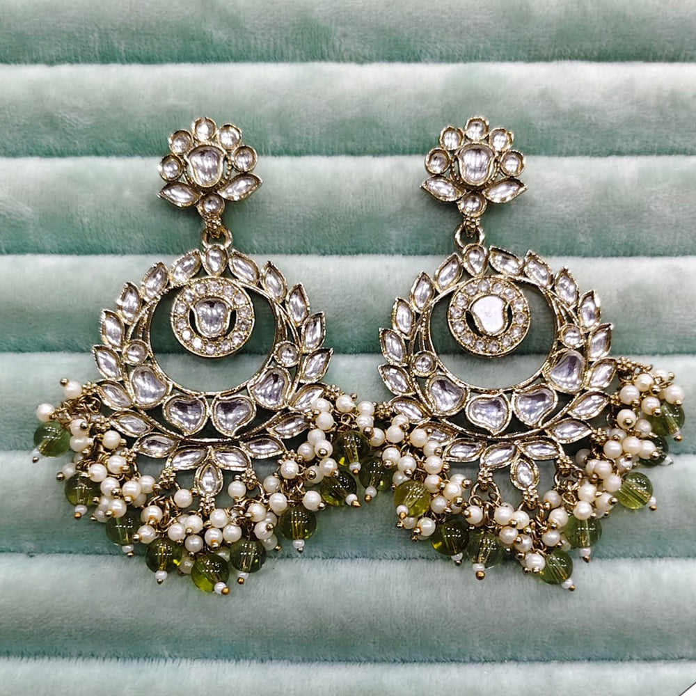 Rajwadi Collection Traditional Kundan Stone Pearl And Beads Dangler Earrings