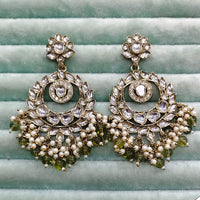 Rajwadi Collection Traditional Kundan Stone Pearl And Beads Dangler Earrings