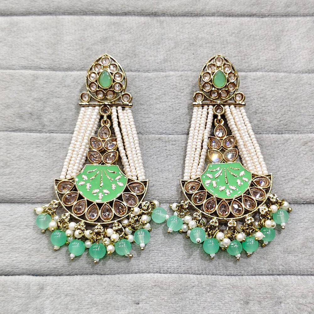 Rajwadi Collection Traditional Crystal Stone And Pearl  Meenakari Dangler Earrings