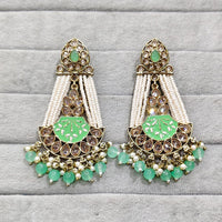 Rajwadi Collection Traditional Crystal Stone And Pearl  Meenakari Dangler Earrings