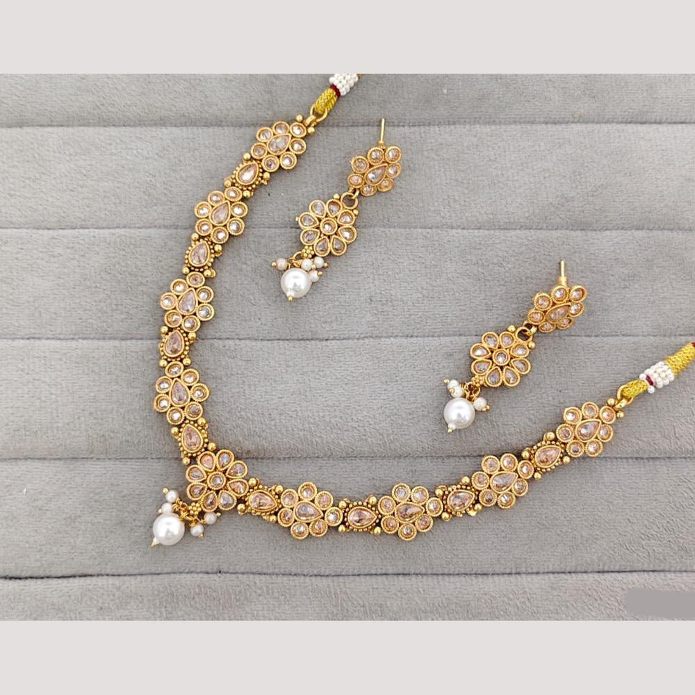 Rajwadi Collection Crystal Stone Gold Plated Necklace Set