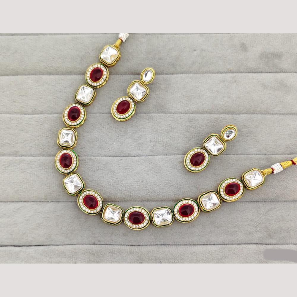 Rajwadi Collection Crystal Stone Gold Plated Necklace Set