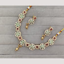 Rajwadi Collection Kundan Stone And Meenakari Gold Plated Necklace Set