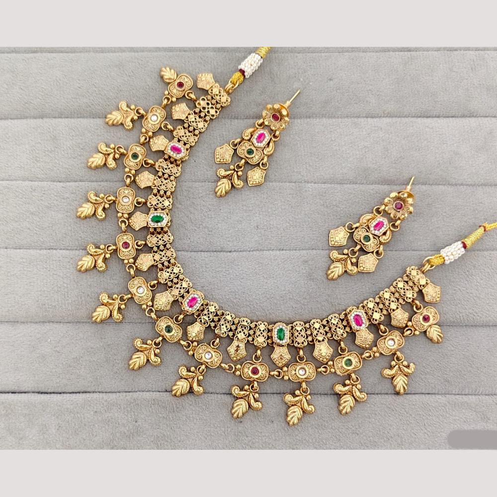 Rajwadi Collection Austrian  Stone Gold Plated Necklace Set