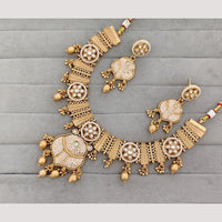Rajwadi Collection Pota Stone & Meenakari Gold Plated Necklace Set
