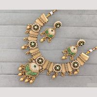 Rajwadi Collection Pota Stone & Meenakari Gold Plated Necklace Set