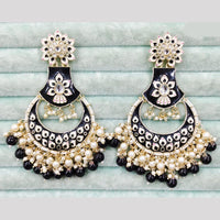 Rajwadi Collection Elegant Kundan Stone and Pearl  Meenakari Dangler Earrings