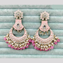 Rajwadi Collection Elegant Kundan Stone and Pearl  Meenakari Dangler Earrings