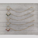 Rajwadi Collection Delicate Crystal Stone And Pearl Nose Ring