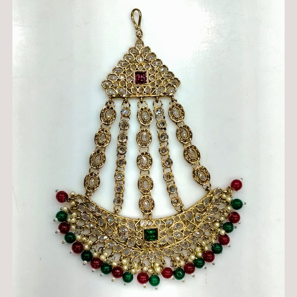 Rajwadi Collection Designer Crystal Stone And Pearl Bridal Passa for Women