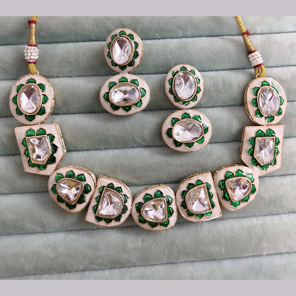 Rajwadi Collection Luxury Crystal Stone Meenakari Necklace Set