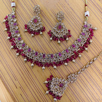 Rajwadi Collection Crystal Stone And Pearl Designer Necklace Set for Women