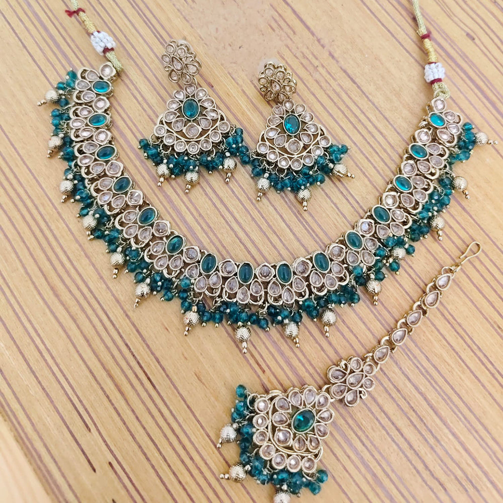 Rajwadi Collection Crystal Stone And Pearl Designer Necklace Set for Women