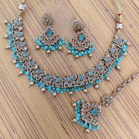 Rajwadi Collection Crystal Stone And Pearl Designer Necklace Set for Women