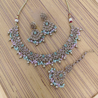 Rajwadi Collection Crystal Stone And Pearl Designer Necklace Set for Women