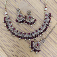 Rajwadi Collection Crystal Stone And Pearl Designer Necklace Set for Women