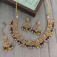 Rajwadi Collection Crystal Stone And Pearl Designer Necklace Set for Women