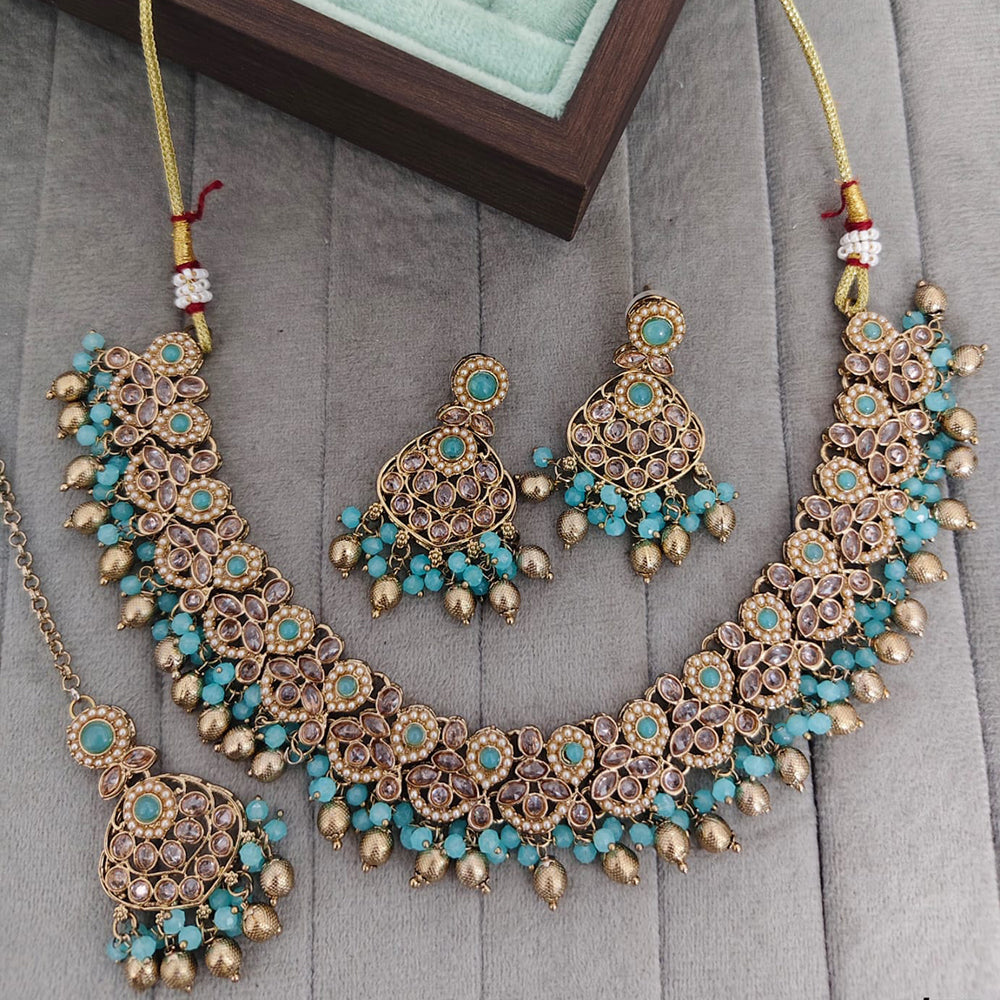 Rajwadi Collection Crystal Stone And Pearl Designer Necklace Set for Women