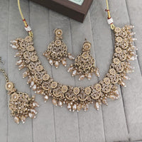 Rajwadi Collection Crystal Stone And Pearl Designer Necklace Set for Women