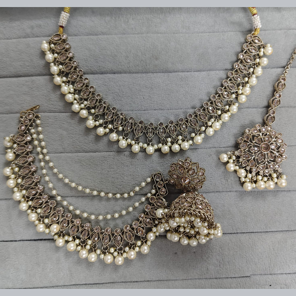 Rajwadi Collection Crystal Stone And Pearl Designer Necklace Set for Women