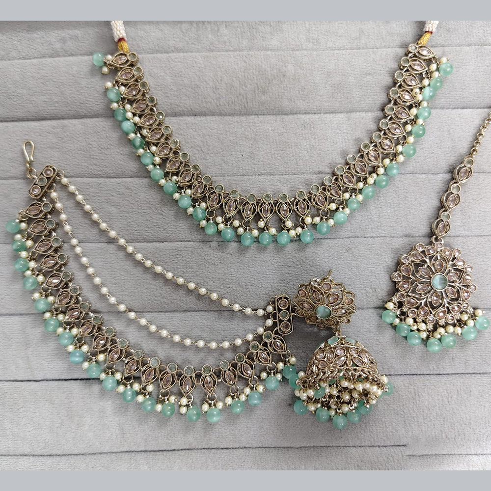Rajwadi Collection Crystal Stone And Pearl Designer Necklace Set for Women