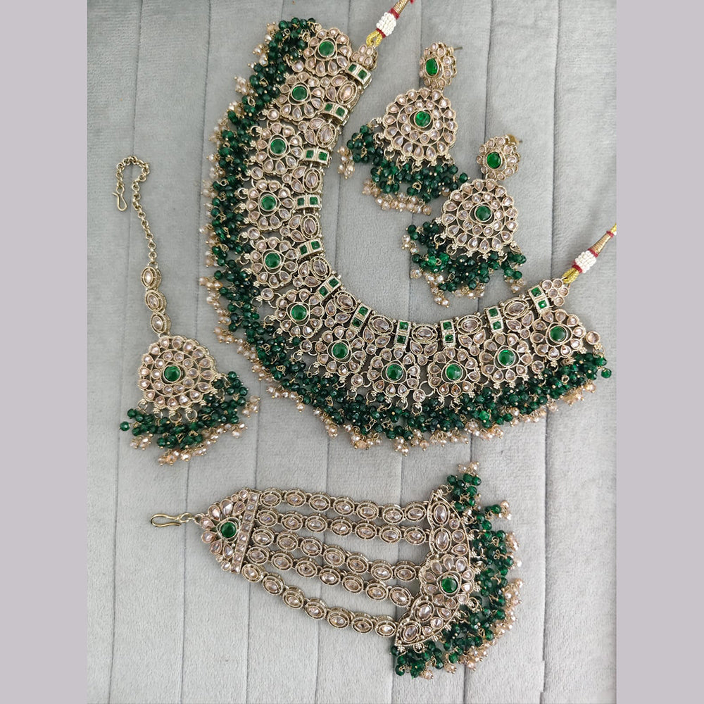 Rajwadi Collection Crystal Stone And Pearl Designer Necklace Set for Women