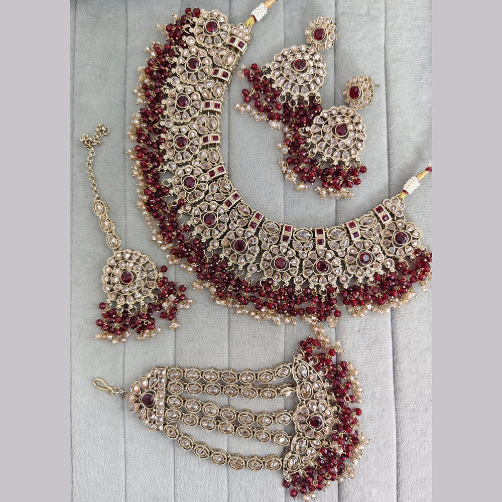 Rajwadi Collection Crystal Stone And Pearl Designer Necklace Set for Women