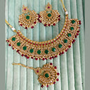Rajwadi Collection Crystal Stone And Pearl Designer Choker Necklace Set for Women