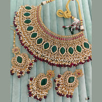 Rajwadi Collection Crystal Stone And Pearl Designer Choker Necklace Set for Women