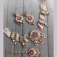 Rajwadi Collection Premium Polki Kundan Stone And Pearl Choker Necklace Set
