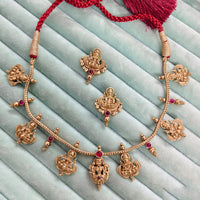 Rajwadi Collection Premium Pota Stone Temple Necklace Set