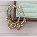 Rajwadi Collection Shimmer Crystal Stone And Pearl Bangles Set