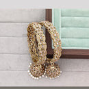 Rajwadi Collection Shimmer Crystal Stone And Pearl Bangles Set