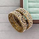Rajwadi Collection Shimmer Crystal Stone And Pearl Bangles Set