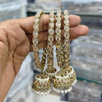 Rajwadi Collection Shimmer Crystal Stone And Pearl Bangles Set