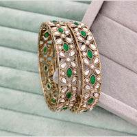 Rajwadi Collection Premium Pota Stone Bangles Set