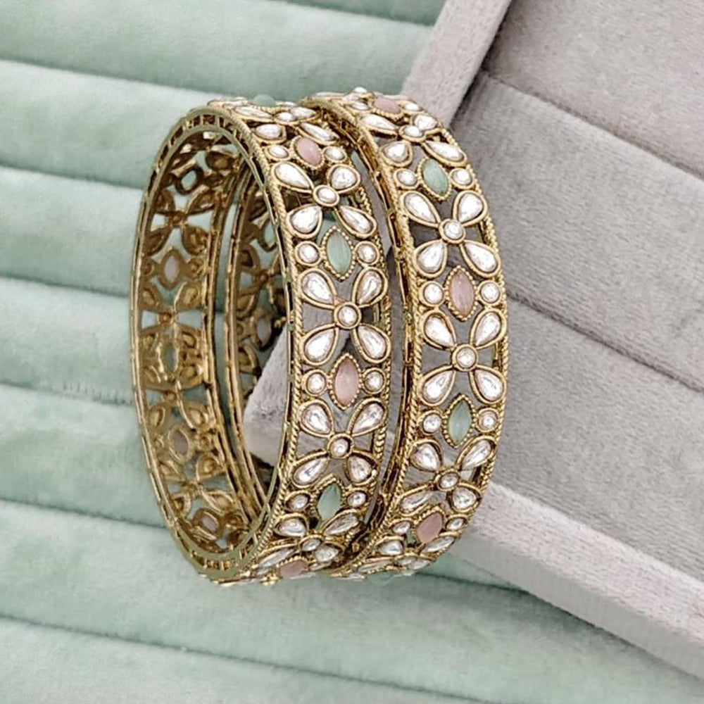 Rajwadi Collection Premium Pota Stone Bangles Set